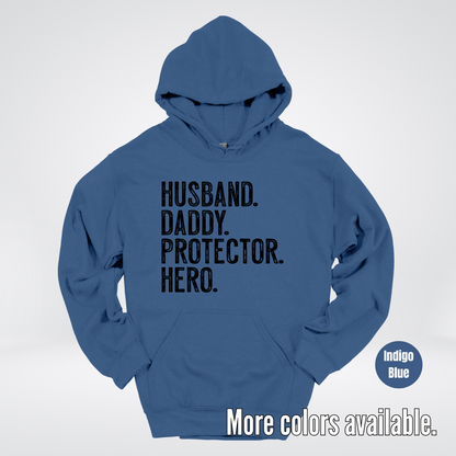 Husband Daddy Protector Hero - Black Design – Father’s Day Hoodie