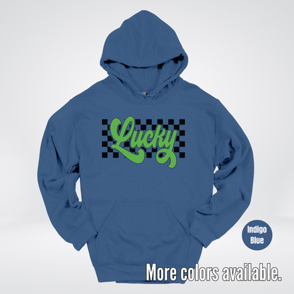 Lucky Cursive Checkered Retro – Saint Patrick’s Day Hoodie