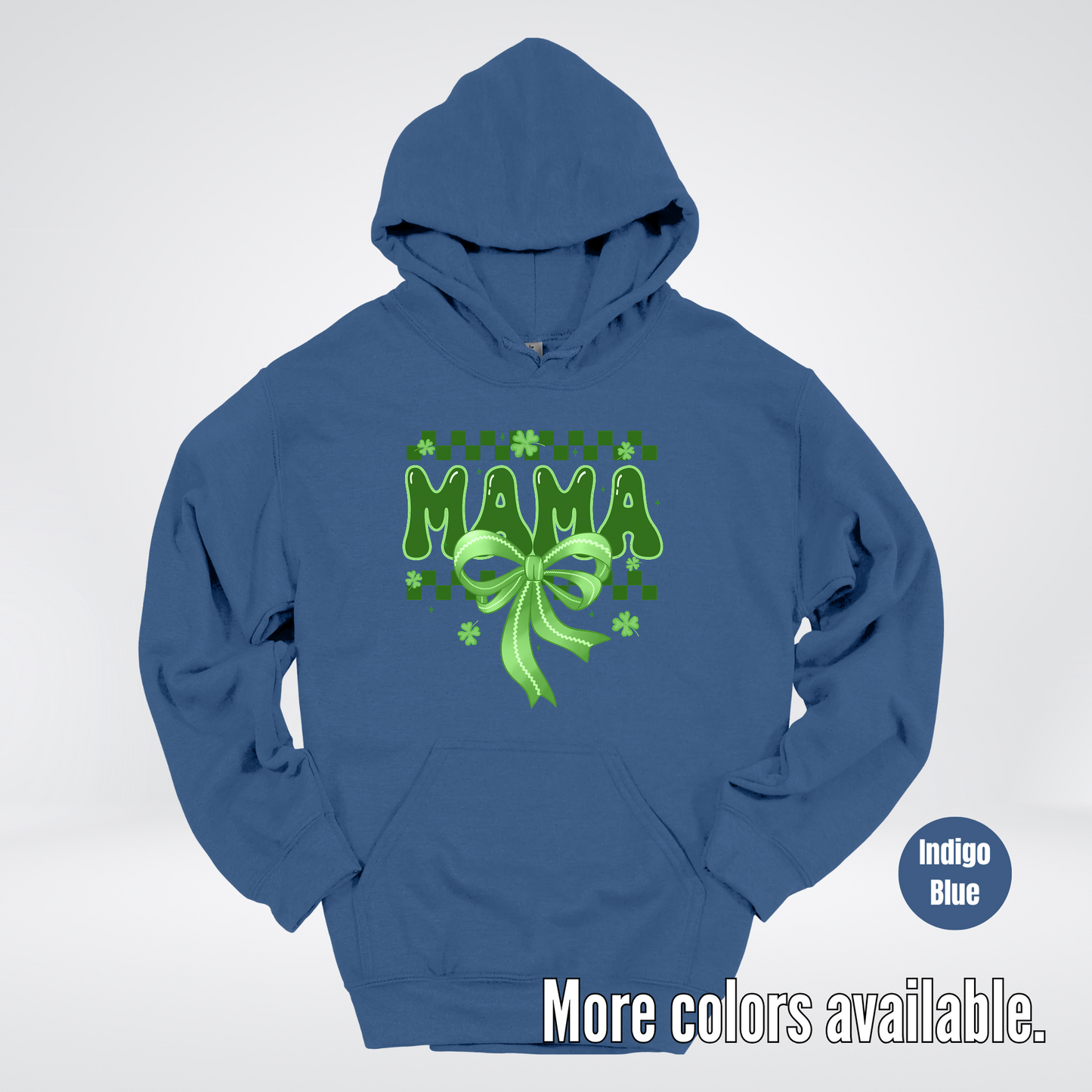 Mama Coquette Green Bow Checkered Retro Four Leaf Clovers Hoodie