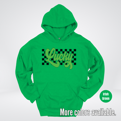 Lucky Cursive Checkered Retro – Saint Patrick’s Day Hoodie