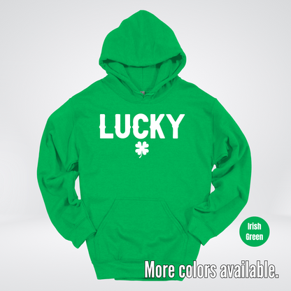 Lucky & Four Leaf Clover - White Design - St. Patrick's Day Hoodie