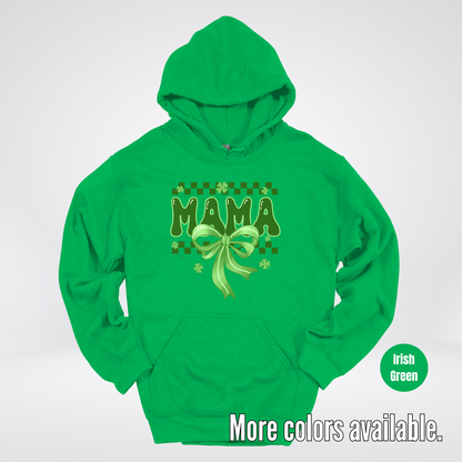Mama Coquette Green Bow Checkered Retro Four Leaf Clovers Hoodie