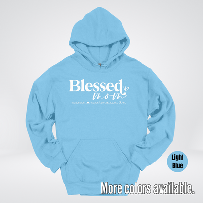 Custom Names Blessed Mom - White Design - Hoodie