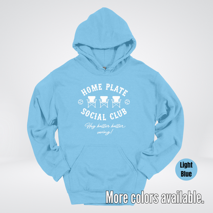Home Plate Social Club – White Design - Baseball Softball Hoodie