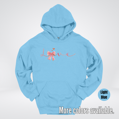 Love Pink Watercolor Coquette Bow Hoodie