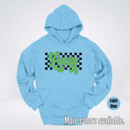 Lucky Cursive Checkered Retro – Saint Patrick’s Day Hoodie