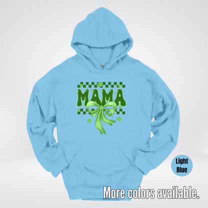 Mama Coquette Green Bow Checkered Retro Four Leaf Clovers Hoodie