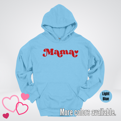 Mama Retro Valentine's Day Red Design Hoodie
