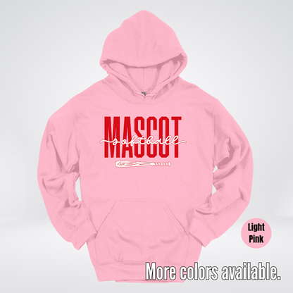 Custom Mascot – Red - Softball Design 28 Hoodie