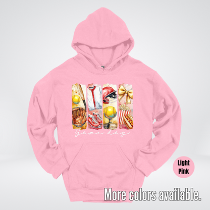 Game Day Coquette Brushstroke Softball Hoodie