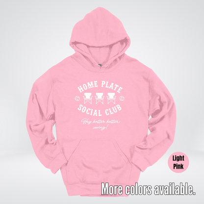 Home Plate Social Club – White Design - Baseball Softball Hoodie
