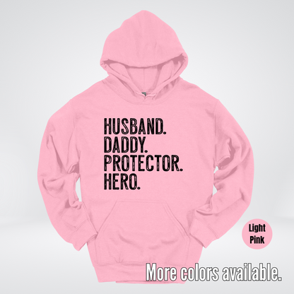 Husband Daddy Protector Hero - Black Design – Father’s Day Hoodie