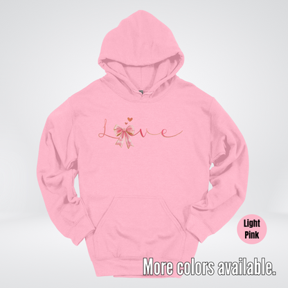 Love Pink Watercolor Coquette Bow Hoodie