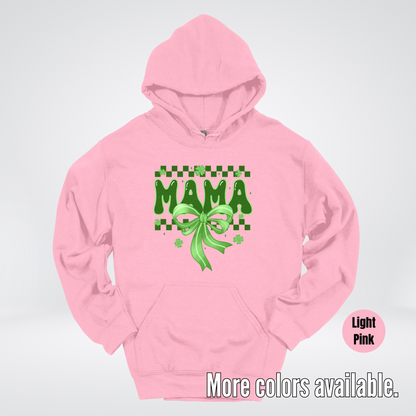 Mama Coquette Green Bow Checkered Retro Four Leaf Clovers Hoodie