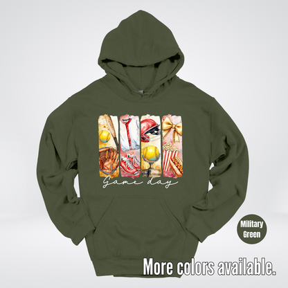 Game Day Coquette Brushstroke Softball Hoodie