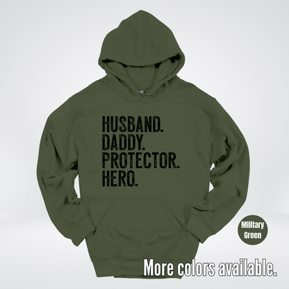 Husband Daddy Protector Hero - Black Design – Father’s Day Hoodie