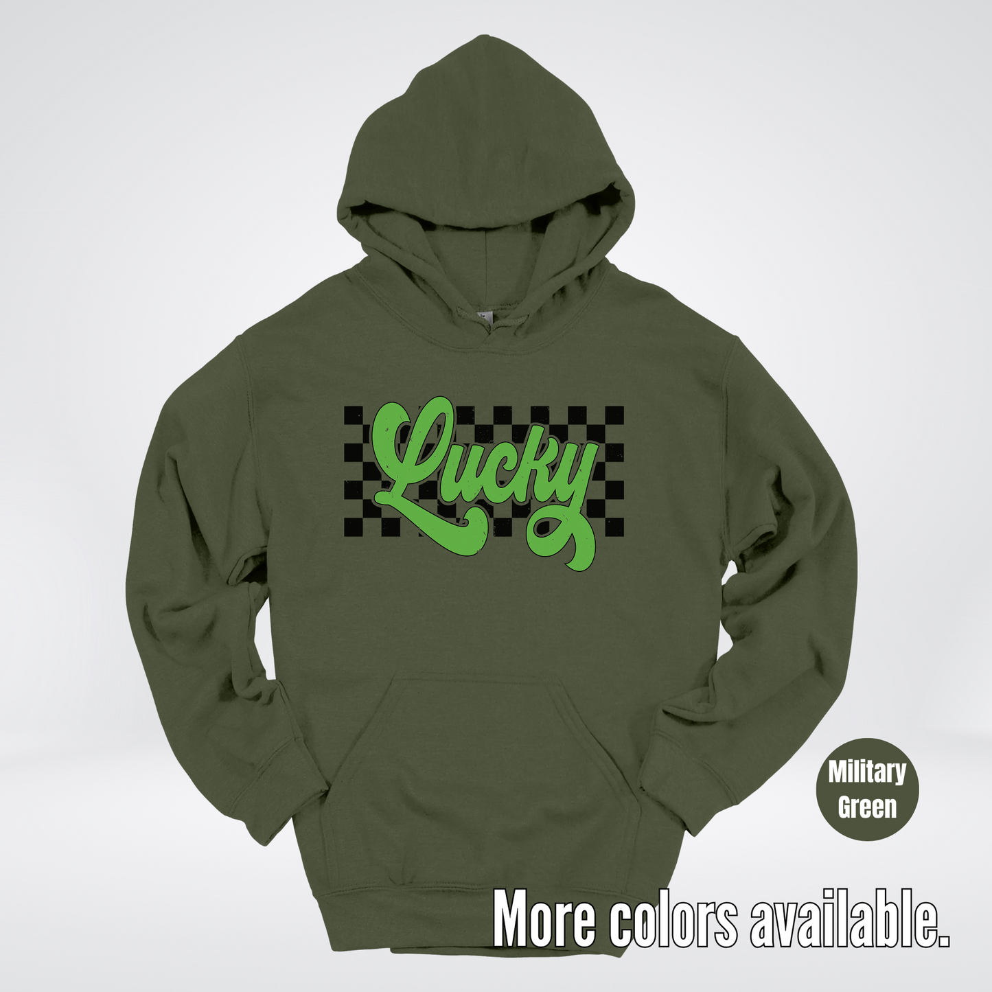 Lucky Cursive Checkered Retro – Saint Patrick’s Day Hoodie