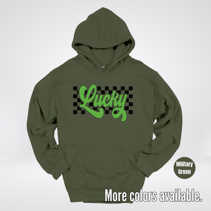 Lucky Cursive Checkered Retro – Saint Patrick’s Day Hoodie