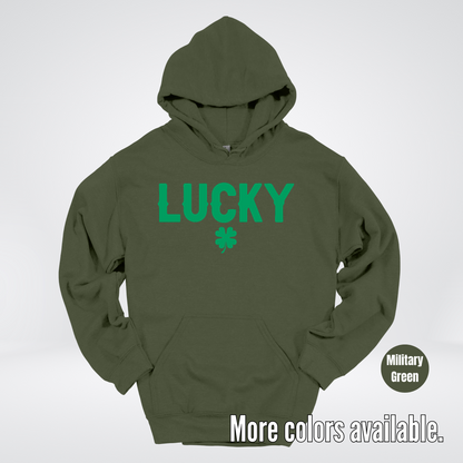 Lucky & Four Leaf Clover - Green Design - Saint Patrick's Day Hoodie