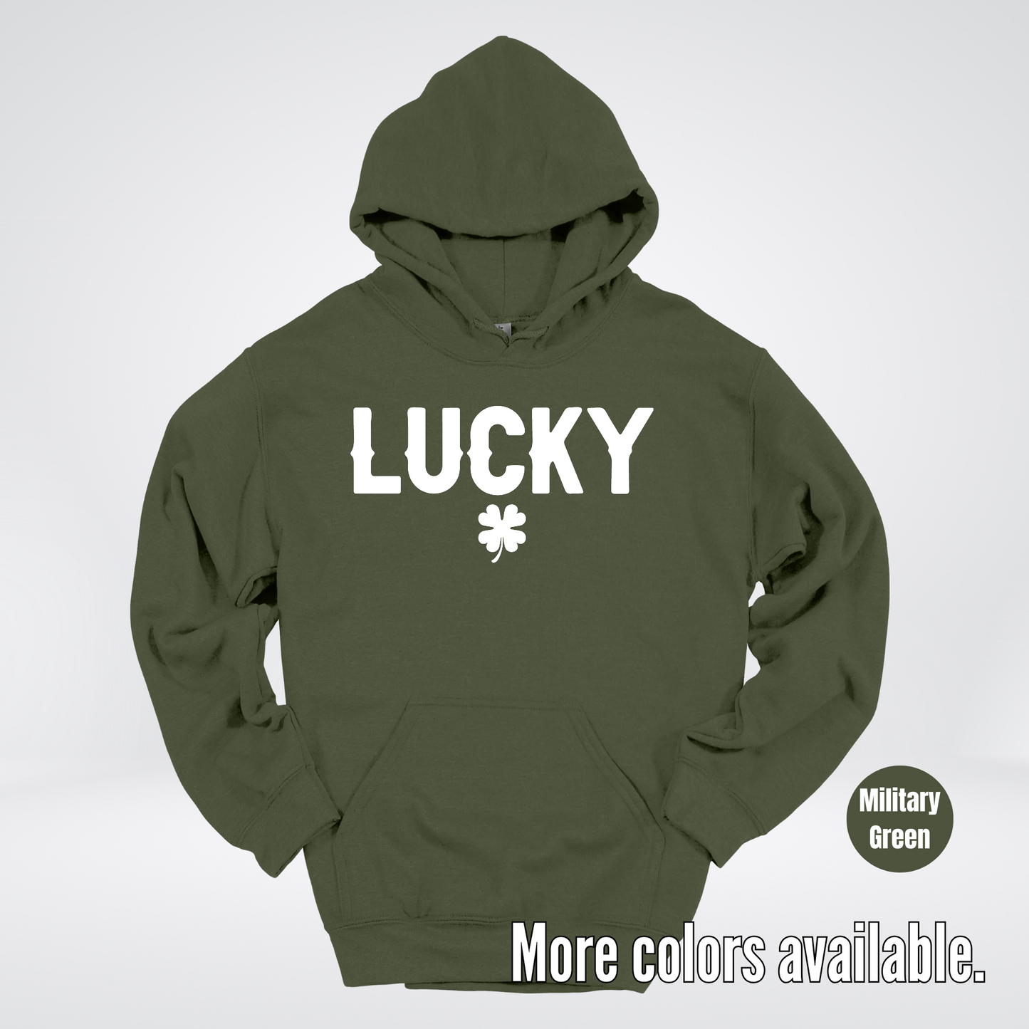 Lucky & Four Leaf Clover - White Design - St. Patrick's Day Hoodie