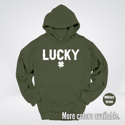 Lucky & Four Leaf Clover - White Design - St. Patrick's Day Hoodie