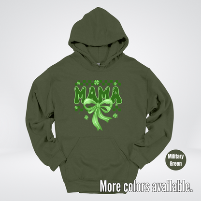 Mama Coquette Green Bow Checkered Retro Four Leaf Clovers Hoodie
