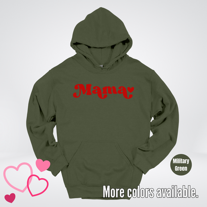 Mama Retro Valentine's Day Red Design Hoodie