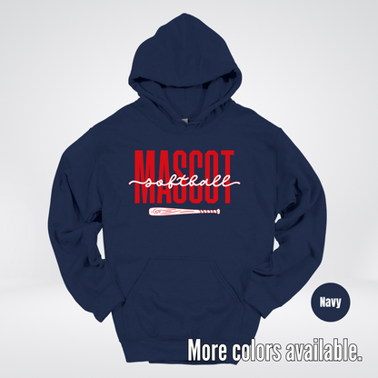 Custom Mascot – Red - Softball Design 28 Hoodie