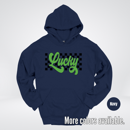 Lucky Cursive Checkered Retro – Saint Patrick’s Day Hoodie