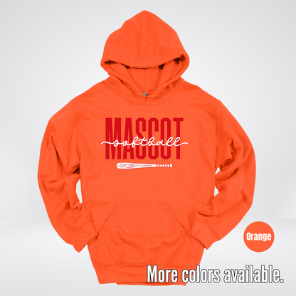 Custom Mascot – Red - Softball Design 28 Hoodie