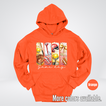 Game Day Coquette Brushstroke Softball Hoodie