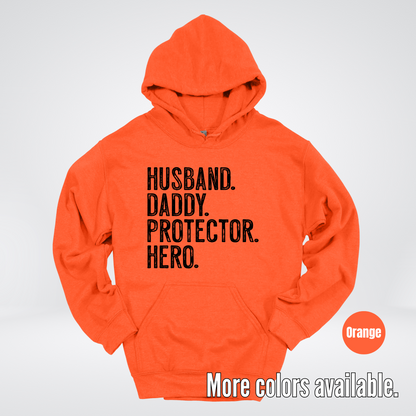 Husband Daddy Protector Hero - Black Design – Father’s Day Hoodie