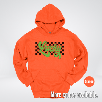 Lucky Cursive Checkered Retro – Saint Patrick’s Day Hoodie