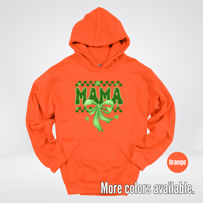 Mama Coquette Green Bow Checkered Retro Four Leaf Clovers Hoodie