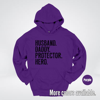 Husband Daddy Protector Hero - Black Design – Father’s Day Hoodie
