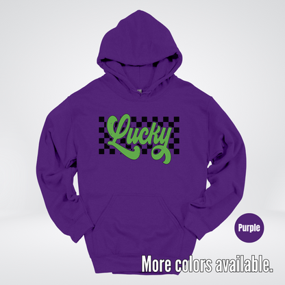 Lucky Cursive Checkered Retro – Saint Patrick’s Day Hoodie