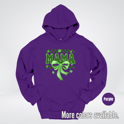 Mama Coquette Green Bow Checkered Retro Four Leaf Clovers Hoodie