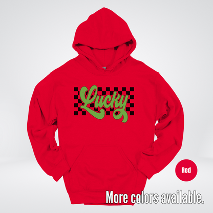 Lucky Cursive Checkered Retro – Saint Patrick’s Day Hoodie