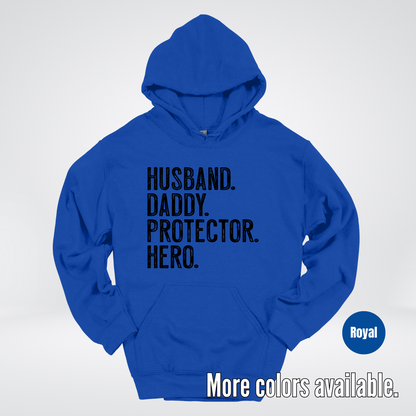 Husband Daddy Protector Hero - Black Design – Father’s Day Hoodie