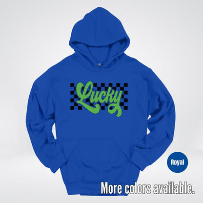 Lucky Cursive Checkered Retro – Saint Patrick’s Day Hoodie