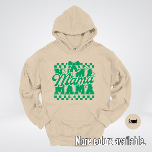 Distressed Saint Patrick’s Day Green Coquette Bow Mama Hoodie
