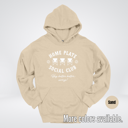 Home Plate Social Club – White Design - Baseball Softball Hoodie