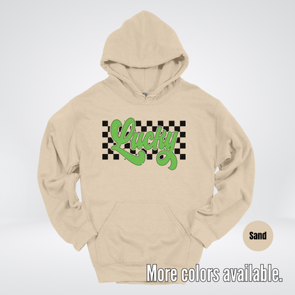 Lucky Cursive Checkered Retro – Saint Patrick’s Day Hoodie