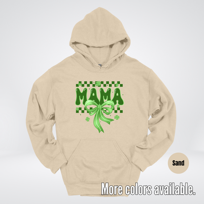 Mama Coquette Green Bow Checkered Retro Four Leaf Clovers Hoodie