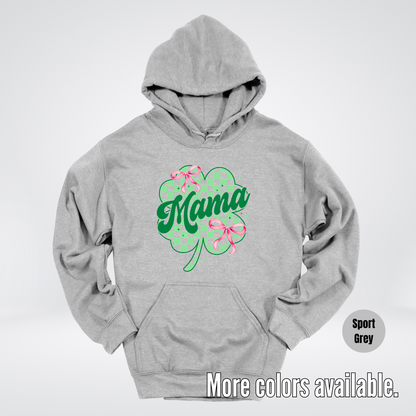 Coquette Mini Pink Bows Checkered Retro Four Leaf Clover Saint Patrick's Day Hoodie