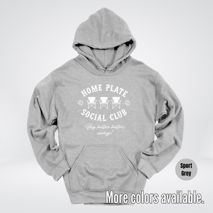 Home Plate Social Club – White Design - Baseball Softball Hoodie