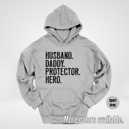 Husband Daddy Protector Hero - Black Design – Father’s Day Hoodie