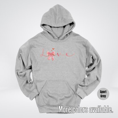 Love Pink Watercolor Coquette Bow Hoodie