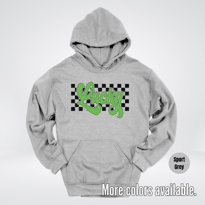 Lucky Cursive Checkered Retro – Saint Patrick’s Day Hoodie