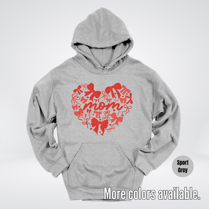 Mom Red Bow Coquette Hoodie